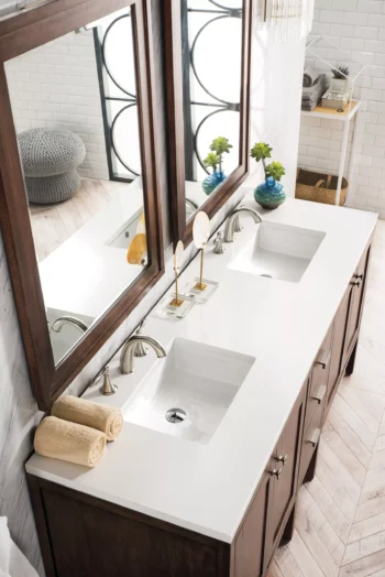 Addison 72" Double Vanity, Mid-Century Acacia w/ 3 CM White Zeus Quartz Top - Image 3