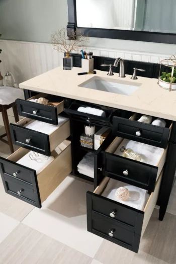 Brittany 48" Single Vanity, Black Onyx w/ 3 CM Eternal Marfil Quartz Top - Image 4