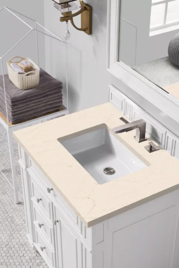Bristol 30" Single Vanity, Bright White w/ 3 CM Eternal Marfil Quartz Top - Image 3