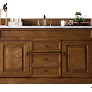Brookfield 60″ Single Vanity, Country Oak w/ 3 CM Arctic Fall Solid Surface Top