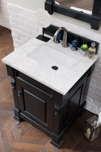 Brookfield 26" Single Vanity, Antique Black w/ 3 CM Carrara Marble Top - Image 5