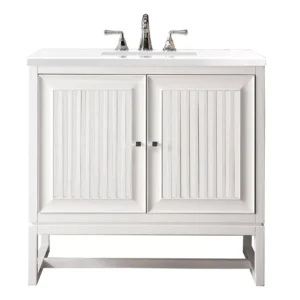 Athens 36″ Single Vanity, Glossy White w/ 3 CM White Zeus Quartz Top