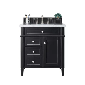 Brittany 30″ Single Vanity, Black Onyx w/ 3 CM Arctic Fall Solid Surface Top