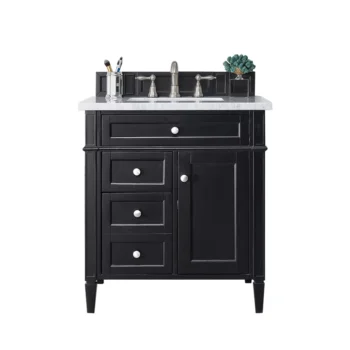 Brittany 30" Single Vanity, Black Onyx, w/ 3 CM White Zeus Quartz Top