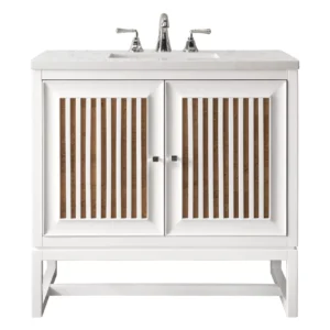 Athens 30″ Single Vanity, Glossy White w/ 3 CM Carrara White Top