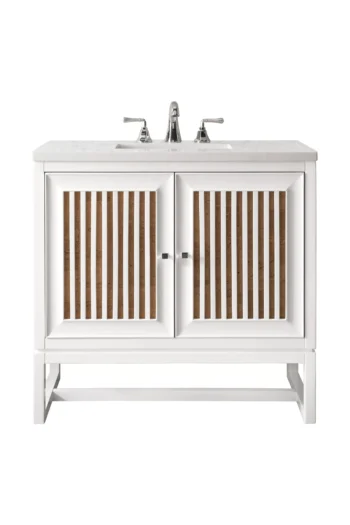 Athens 30" Single Vanity, Glossy White w/ 3 CM Carrara White Top