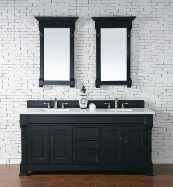 Brookfield 72" Double Vanity, Antique Black w/ 3 CM White Zeus Quartz Top - Image 2