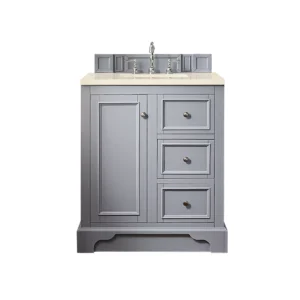 De Soto 30″ Single Vanity, Silver Gray w/ 3 CM Eternal Marfil Quartz Top