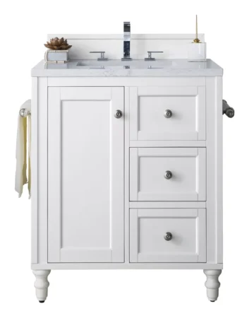 Copper Cove Encore 30" Single Vanity, Bright White w/ 3 CM Arctic Fall Solid Surface Top - Image 4