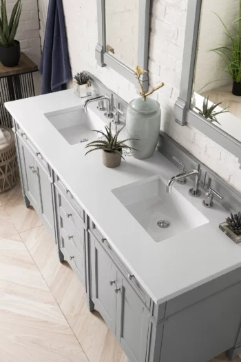Brittany 72" Double Vanity, Urban Gray w/ 3 CM White Zeus Quartz Top - Image 3