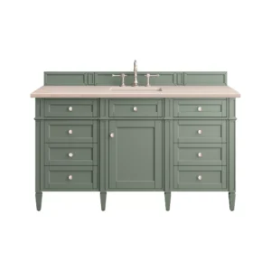 Brittany 60″ Single Vanity, Smokey Celadon w/ 3 CM Eternal Marfil Top
