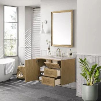 Laurent 36" Single Vanity, Light Natural Oak w/ 3 CM Eternal Marfil Top - Image 6