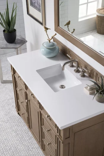 Bristol 48" Single Vanity, Whitewashed Walnut w/ 3 CM White Zeus Quartz Top - Image 3