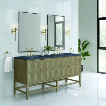 Emmeline 72" Double Vanity, Pebble Oak w/ 3 CM Charcoal Soapstone Top - Image 4