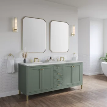 Chicago 72" Double Vanity, Smokey Celadon w/ 3 CM Ethereal Noctis Top - Image 4