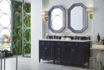 Brittany 72" Double Vanity, Victory Blue w/ 3 CM Eternal Jasmine Pearl Quartz Top - Image 3