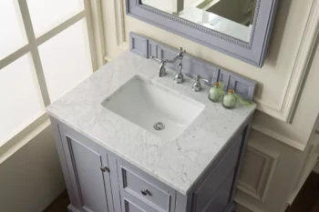 De Soto 30" Single Vanity, Silver Gray w/ 3 CM Carrara Marble Top - Image 5