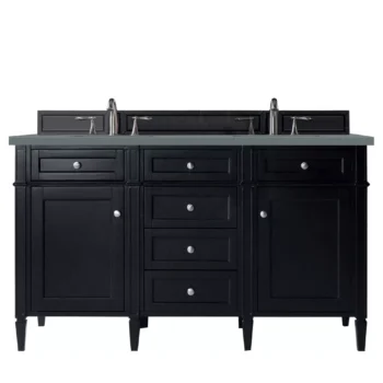Brittany 60" Double Vanity, Black Onyx w/ 3 CM Cala Blue Top