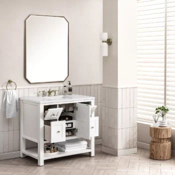 Breckenridge 36" Single Vanity, Bright White w/ 3 CM White Zeus Top - Image 5