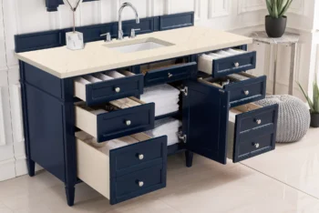 Brittany 60" Single Vanity, Victory Blue w/ 3 CM Eternal Marfil Quartz Top - Image 4