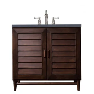 Portland 36″ Single Vanity, Burnished Mahogany w/ 3 CM Charcoal Soapstone Quartz Top