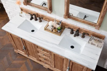 Providence 72" Double Vanity, Driftwood w/ 3 CM Arctic Fall Solid Surface Top - Image 3