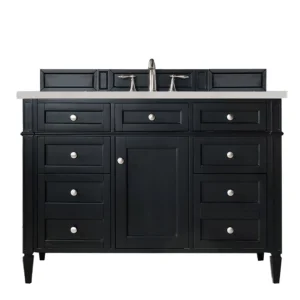 Brittany 48″ Single Vanity, Black Onyx w/ 3 CM Eternal Serena Quartz Top