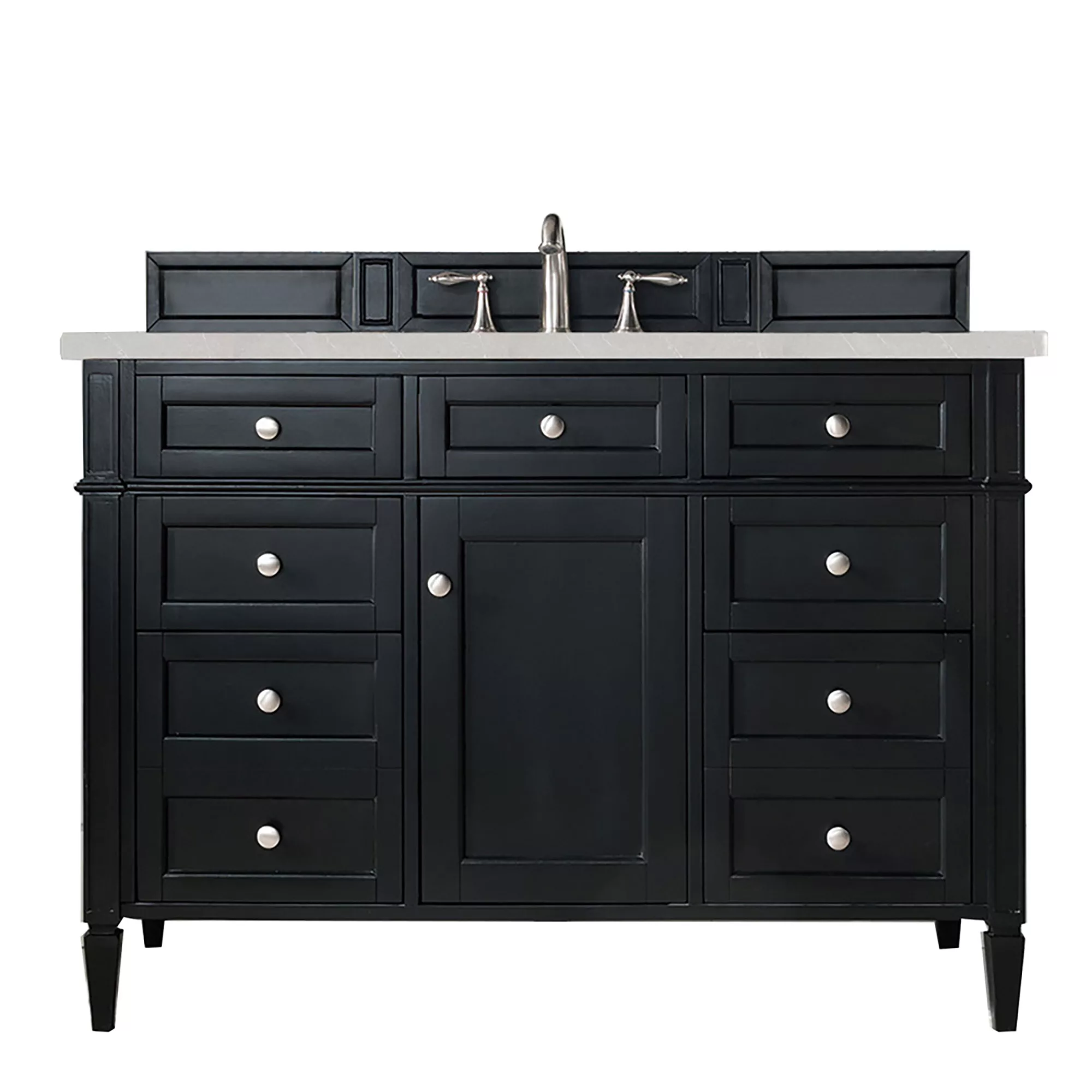 Brittany 48" Single Vanity, Black Onyx w/ 3 CM Eternal Serena Quartz Top