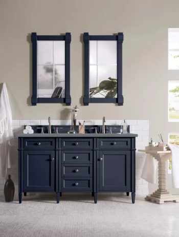 Brittany 60" Double Vanity, Victory Blue w/ 3 CM Cala Blue Top - Image 2