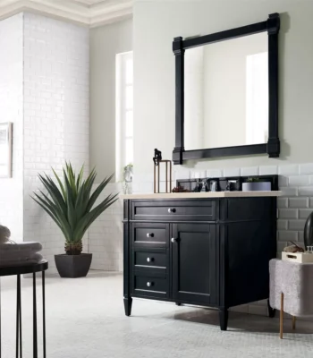 Brittany 36" Single Vanity, Black Onyx w/ 3 CM Eternal Marfil Quartz Top - Image 3
