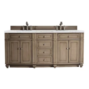 Bristol 72″ Double Vanity, Whitewashed Walnut w/ 3 CM Eternal Jasmine Pearl Quartz Top