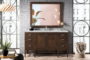 Addison 60" Single Vanity, Mid-Century Acacia w/ 3 CM Eternal Jasmine Pearl Quartz Top - Image 2