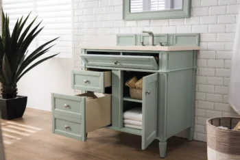 Brittany 36" Single Vanity, Sage Green w/ 3 CM Eternal Marfil Quartz Top - Image 4