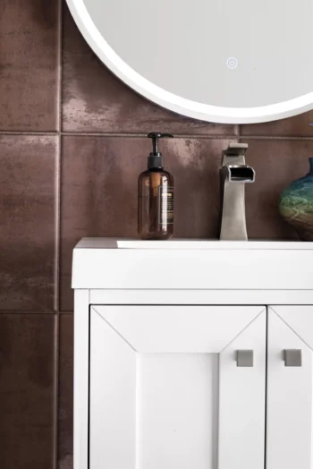 Chianti 20" Single Vanity, Glossy White, Brushed Nickel, w/ White Glossy Composite Stone Top - Image 5