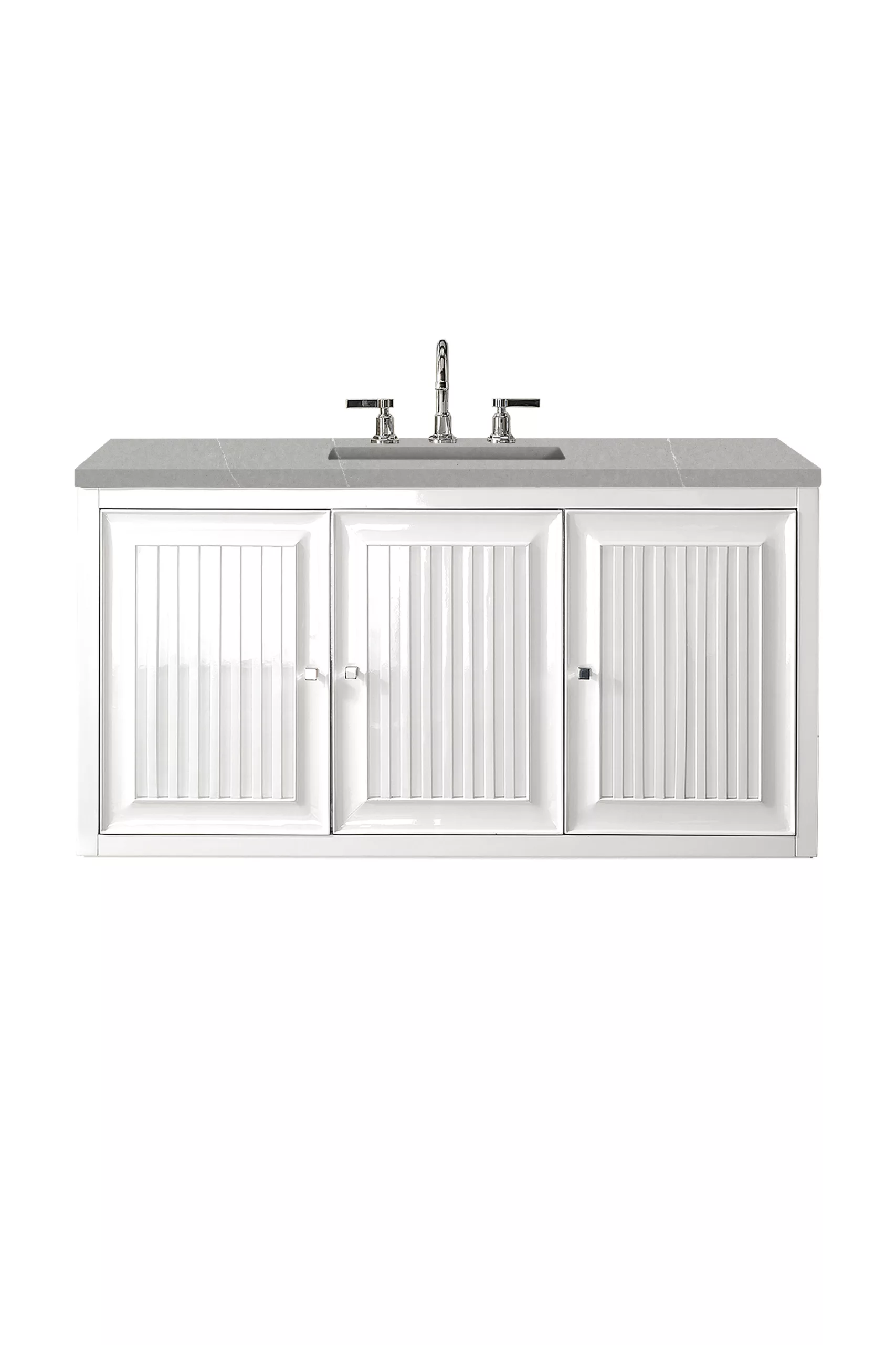 Athens 48" Single Vanity, Glossy White w/ 3 CM Eternal Serena Top - Image 2