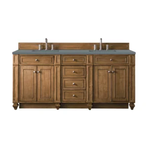 Bristol 72″ Double Vanity, Saddle Brown w/ 3 CM Cala Blue Top