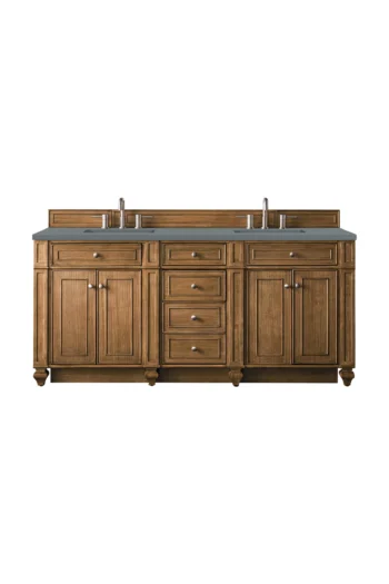 Bristol 72" Double Vanity, Saddle Brown w/ 3 CM Cala Blue Top