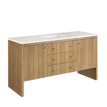 Hudson 60" Single Vanity, Light Natural Oak w/ 3 CM White Zeus Top - Image 7
