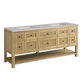 Breckenridge 72" Double Vanity, Light Natural Oak w/ 3 CM Eternal Serena Top - Image 2