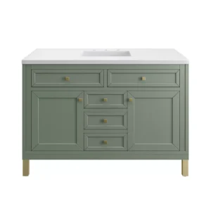Chicago 48″ Single Vanity, Smokey Celadon w/ 3 CM White Zeus Top