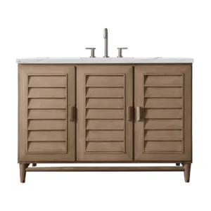 Portland 48″ Single Vanity Whitewashed Walnut w/ 3 CM Ethereal Noctis Quartz Top