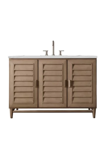 Portland 48" Single Vanity Whitewashed Walnut w/ 3 CM Ethereal Noctis Quartz Top
