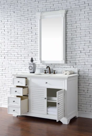 Savannah 48" Single Vanity, Bright White w/ 3 CM Ethereal Noctis Top - Image 4