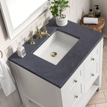 Breckenridge 30" Single Vanity, Bright White w/ 3 CM Charcoal Soapstone Top - Image 5