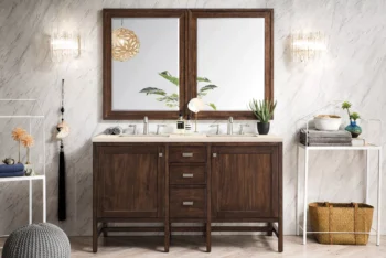 Addison 60" Double Vanity, Mid-Century Acacia w/ 3 CM Eternal Marfil Quartz Top - Image 2