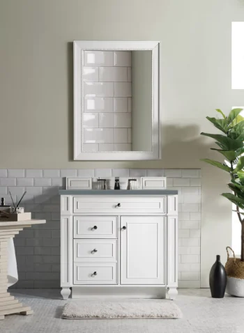 Bristol 36" Single Vanity, Bright White w/ 3 CM Cala Blue Top - Image 2