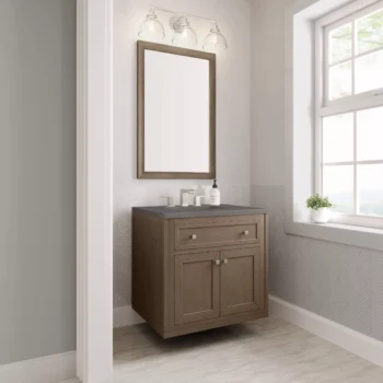Chicago 30" Single Vanity, Whitewashed Walnut w/ 3 CM Grey Expo Quartz Top - Image 4