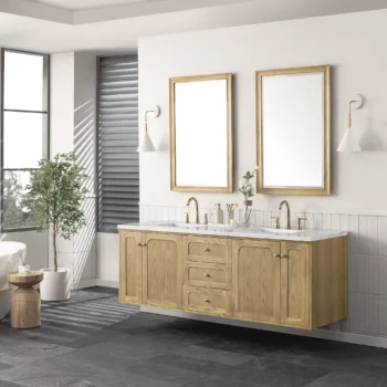 Laurent 72" Double Vanity, Light Natural Oak w/ 3 CM Ethereal Noctis Top - Image 6