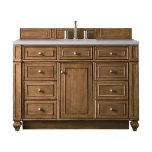 Bristol 48″ Single Vanity, Saddle Brown w/ 3 CM Eternal Serena Quartz Top