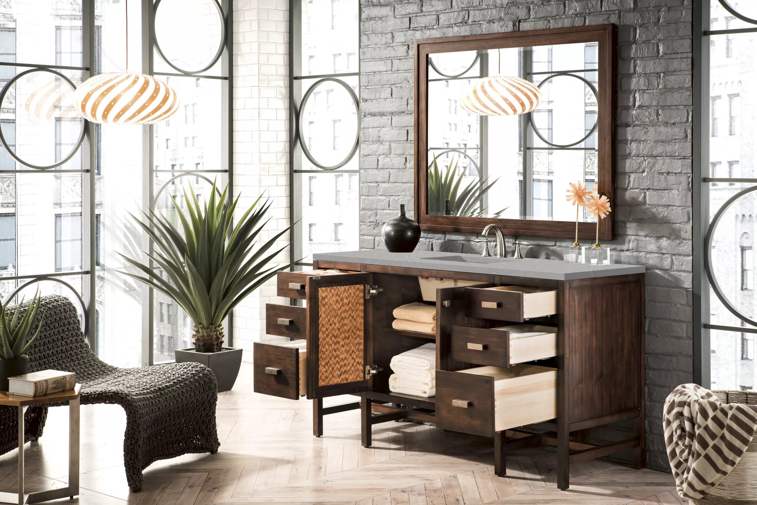 Addison 60" Single Vanity, Mid-Century Acacia w/ 3 CM Eternal Serena Quartz Top - Image 4
